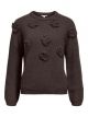Object objgitta l/s re knit pullover seal brown
