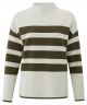 Yaya stripe sweater l/s dark army green dessin