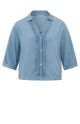 YAYA chambray batwing top w. ruffle chambrey