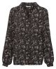 Yaya l/s printed top with open neck black dessin
