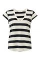 Yaya striped t-shirt with v-neck black dessin