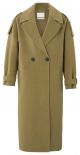 Yaya long wool coat olive green