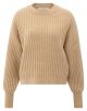 YAYA Geribde trui met ronde hals light camel