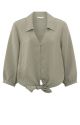 YAYA knotted cropped blouse army green