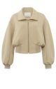 Yaya jersey structured cropped jacket pepper beige