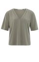 YAYA t-shirt with tape neckline modal army green