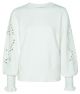 Yaya laser cut sweater l/s with ruffle off white