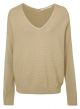 Yaya rib stitch sweater deep v-neck l/s warm sand