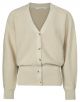 Yaya rib stitch short cardigan buttons l/s beige