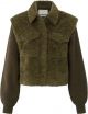 Yaya teddy jacket knit sleeve dark army