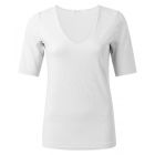 YAYA Round V-neck top half sleef off white