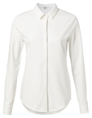 Yaya cotton blend shirt concealed closure white