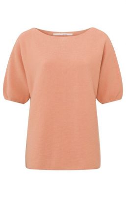 Yaya sweater boatneck puff sleeves coral orange