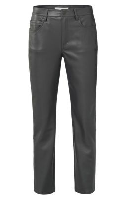 Yaya faux leather straight trouser pinstripe grey