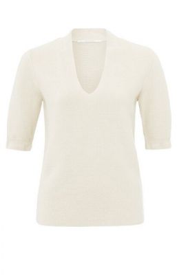 Yaya v-neck s/s sweater ivory white