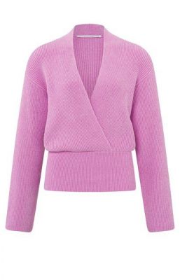 Yaya cropped wrap sweater wide sleeves sis pink