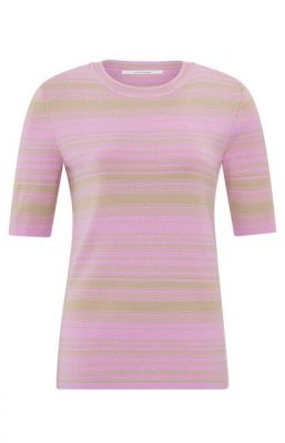 Yaya stripe fitted sweater sis pink dessin