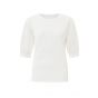 YAYA sweater round neck puff sleeves star white