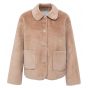 Yaya short fake fur jacket button brown