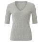 Yaya v-neck rib sweater half sleeve grey melange