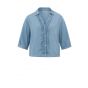 YAYA chambray batwing top w. ruffle chambrey