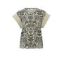 Yaya printed top with knitted sleeves stone sand