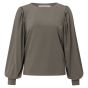 Yaya boatneck top with puff sleeve falcon brown