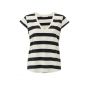 Yaya striped t-shirt with v-neck black dessin