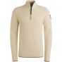PME-Legend Half zip collar cotton mix yarn Bone Wh