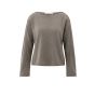 YAYA Trui met boothals en siernaden brown melange