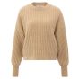 YAYA Geribde trui met ronde hals light camel