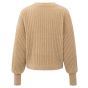 YAYA Geribde trui met ronde hals light camel