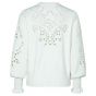 Yaya laser cut sweater l/s with ruffle off white