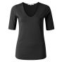 YAYA Round V-neck top pirate black