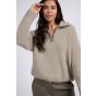 Yaya boucle sweater with rib details dove gray