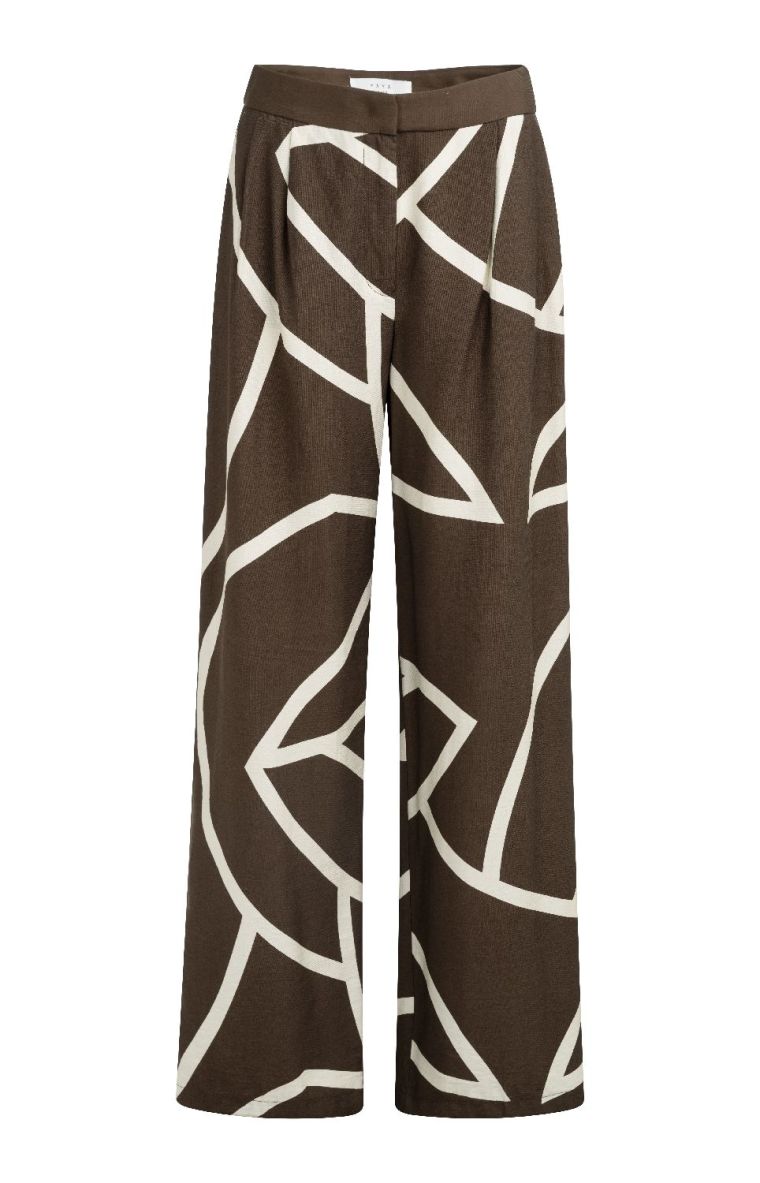 YAYA Broek met print chocolate martini br