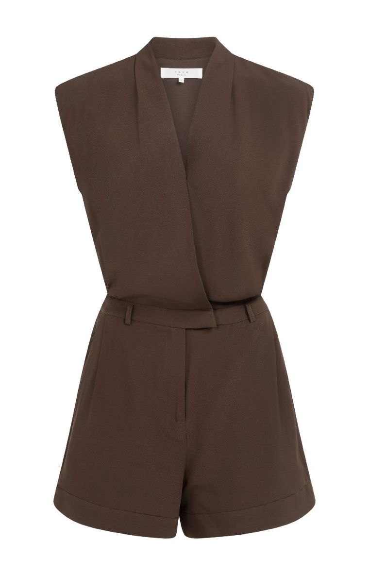 YAYA Playsuit met overslag-effect chocolate martin