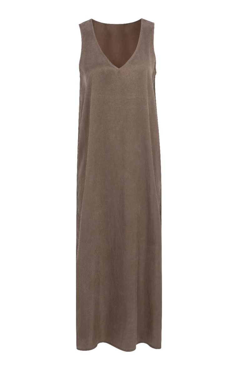 YAYA Crinkle dress washed brown