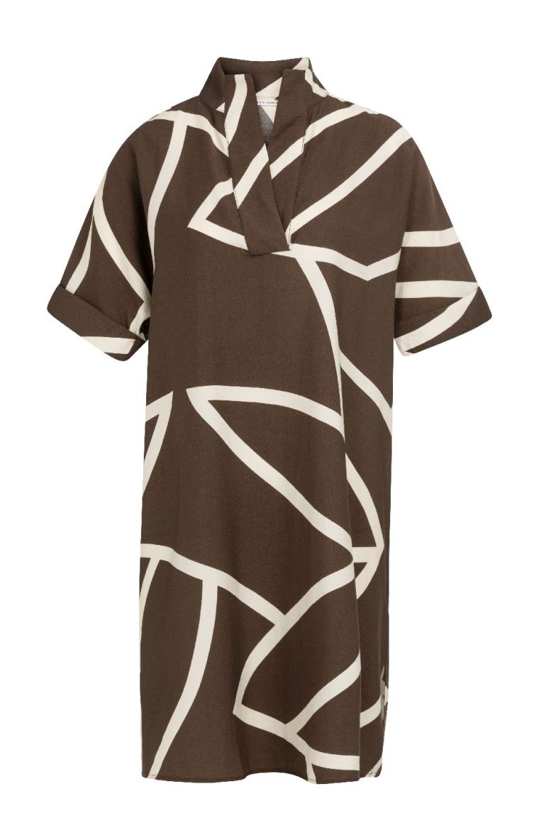YAYA Jurk met grafische print chocolate martini br