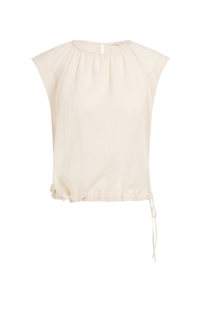 YAYA Top met geplooide halslijn cloud creme white