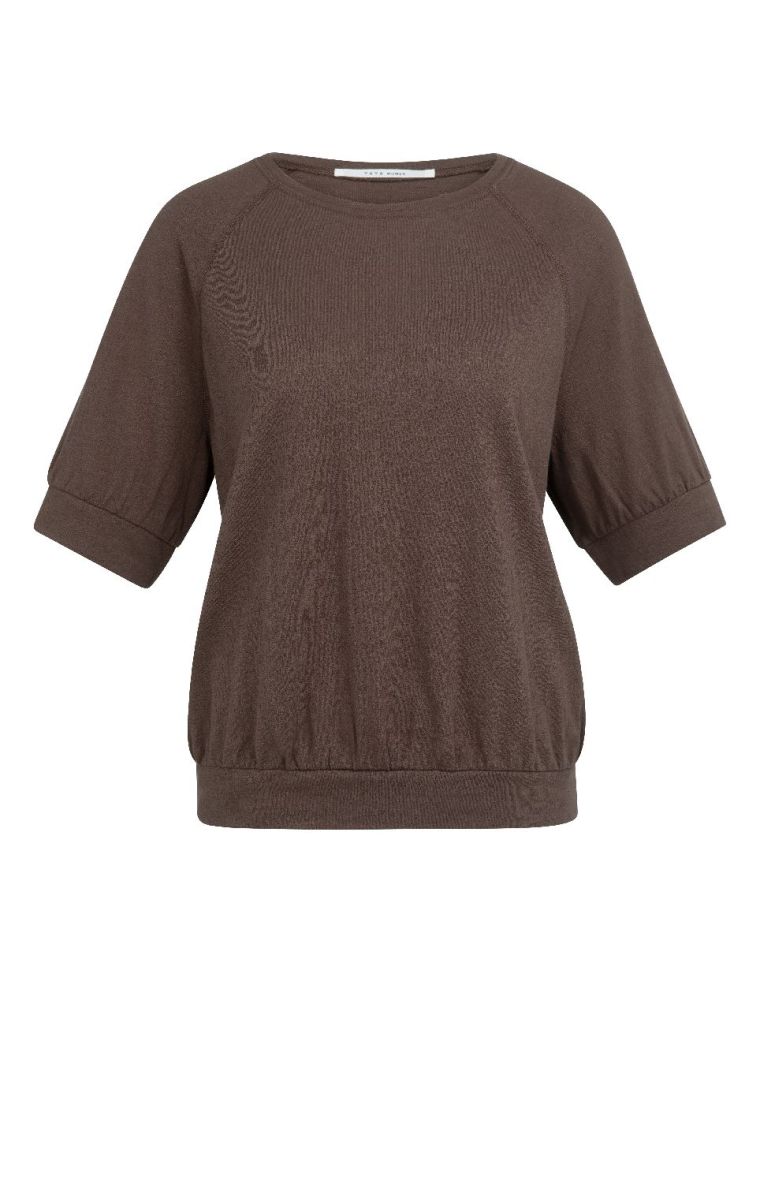 YAYA Top met gebreide structuur chocolate martini 