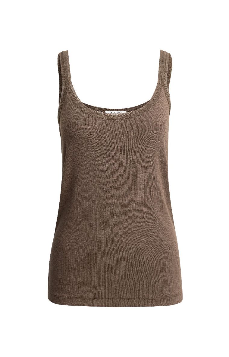 YAYA Singlet met mesh detail washed brown