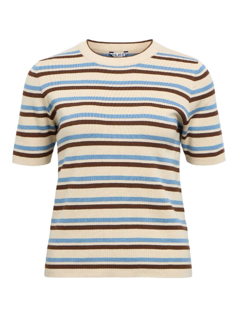 Object objester ss knit pullover sandshell blue