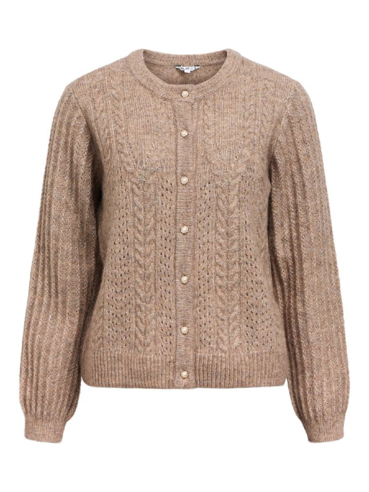 Object objflora ls knit button cardigan noos taupe