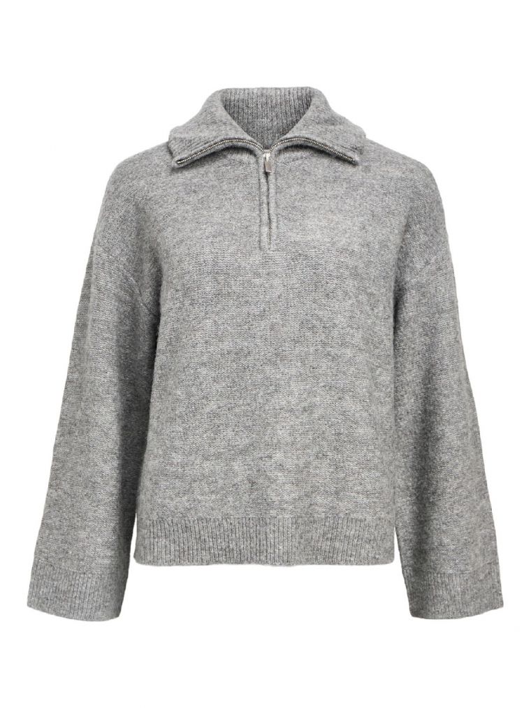 Object objdiana ls zip high neck knit noos me grey