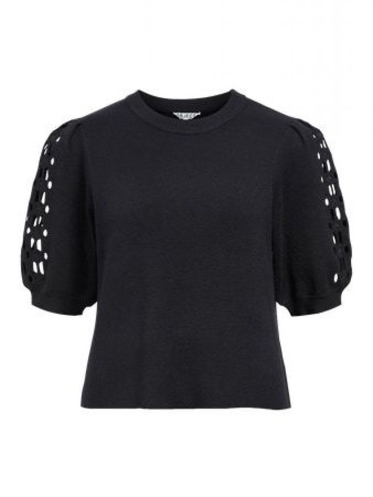 Object objyuki s/s re knit pullover noos black