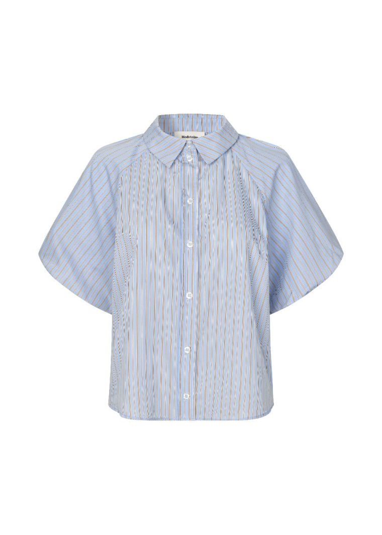 Modstrom augustamd shirt blue brown stripe