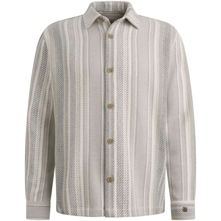 Cast Iron LONG SLEEVE SHIRT Twill Slub Strip White