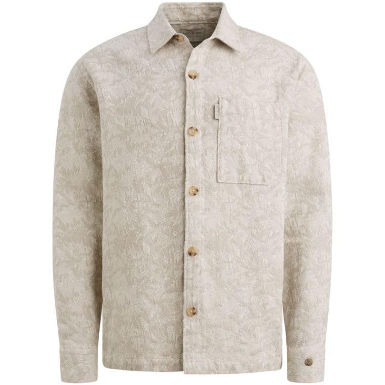 Cast Iron LONG SLEEVE SHIRT Jacquard 2 tone White 