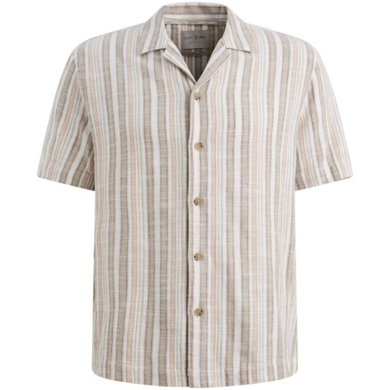 Cast Iron Short Sleeve Shirt Slub Twill stri Alumi